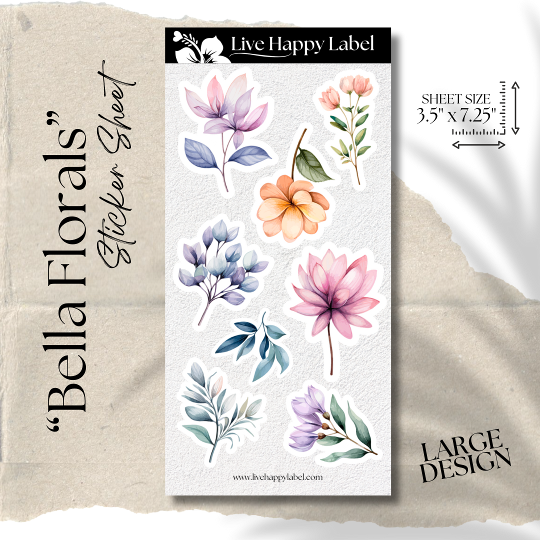 "Bella Florals" Sticker Sheet | LARGE DESIGN