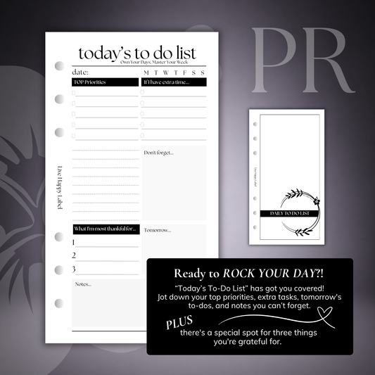 Daily To Do List Inserts | Personal 6-Hole Ringbound