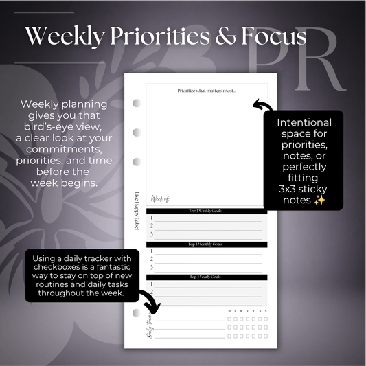 Undated "BOX" Layout Weekly Planner WO4P | Personal 6-Hole Ringbound