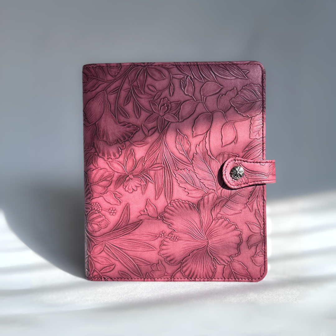 Rose Pink "Tropical Bloom" Planner Binder | A5, 6-ring