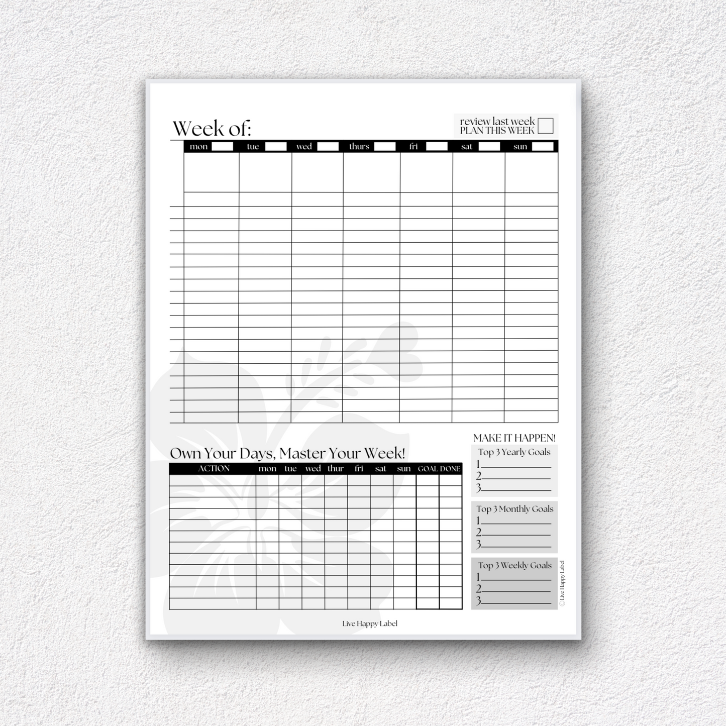 Weekly Planner Pad | LHL Collection ~ 8.5" x 11"