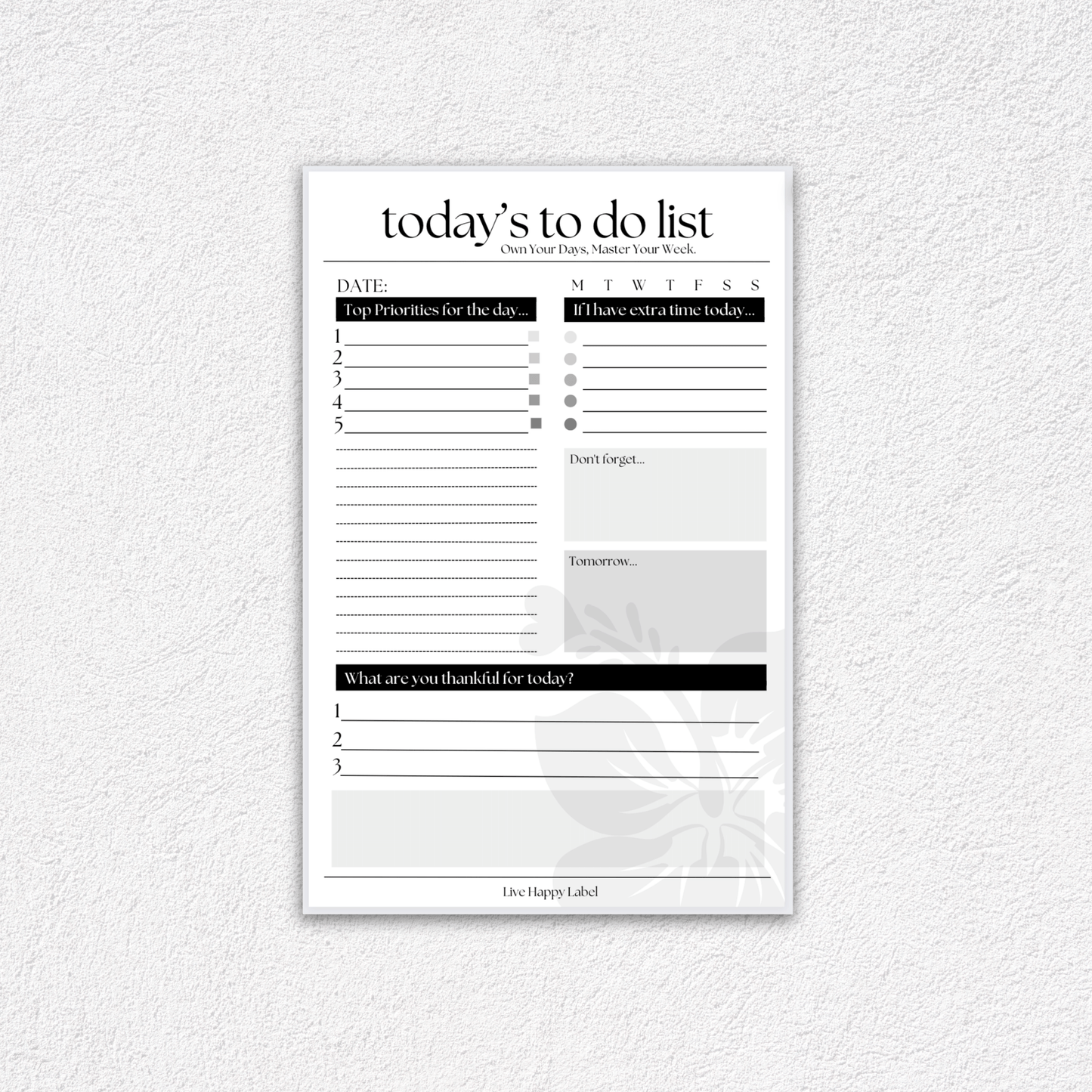 Daily To Do List Planner Pad | LHL Collection ~ 5.5" x 8.5"
