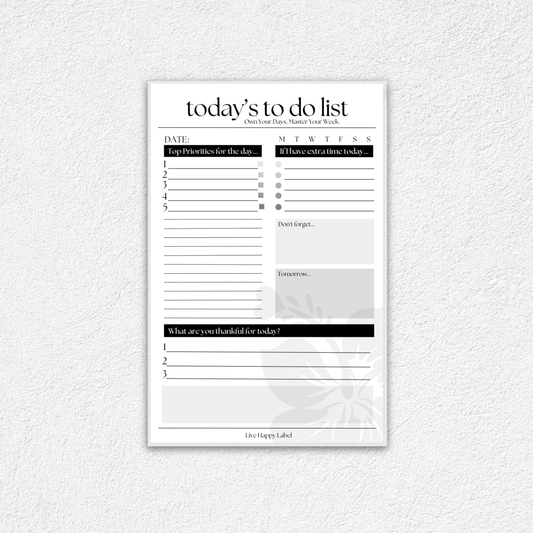 Daily To Do List Planner Pad | LHL Collection ~ 5.5" x 8.5"