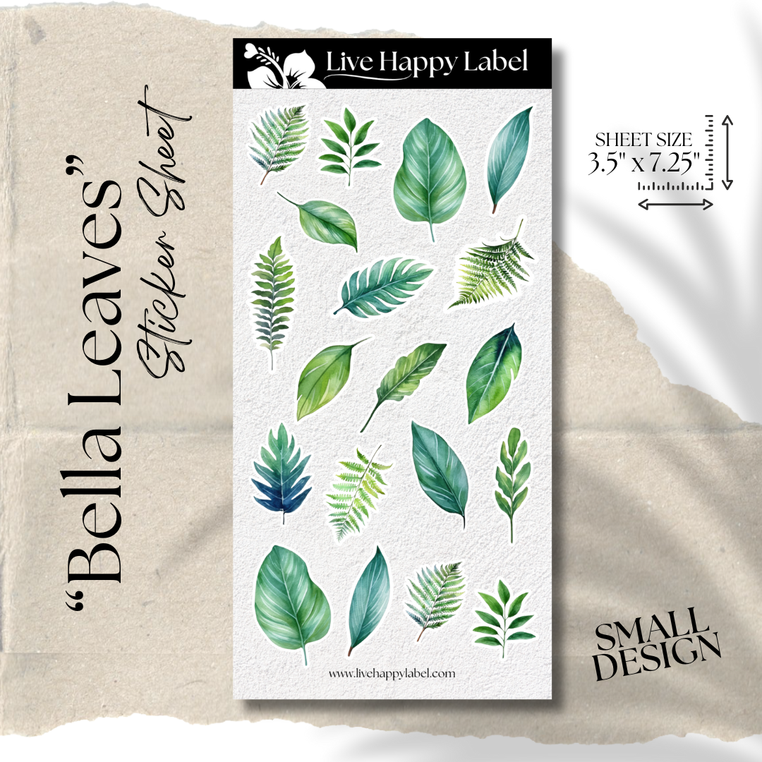 "Bella Leaves" Sticker Sheet | SMALL DESIGN