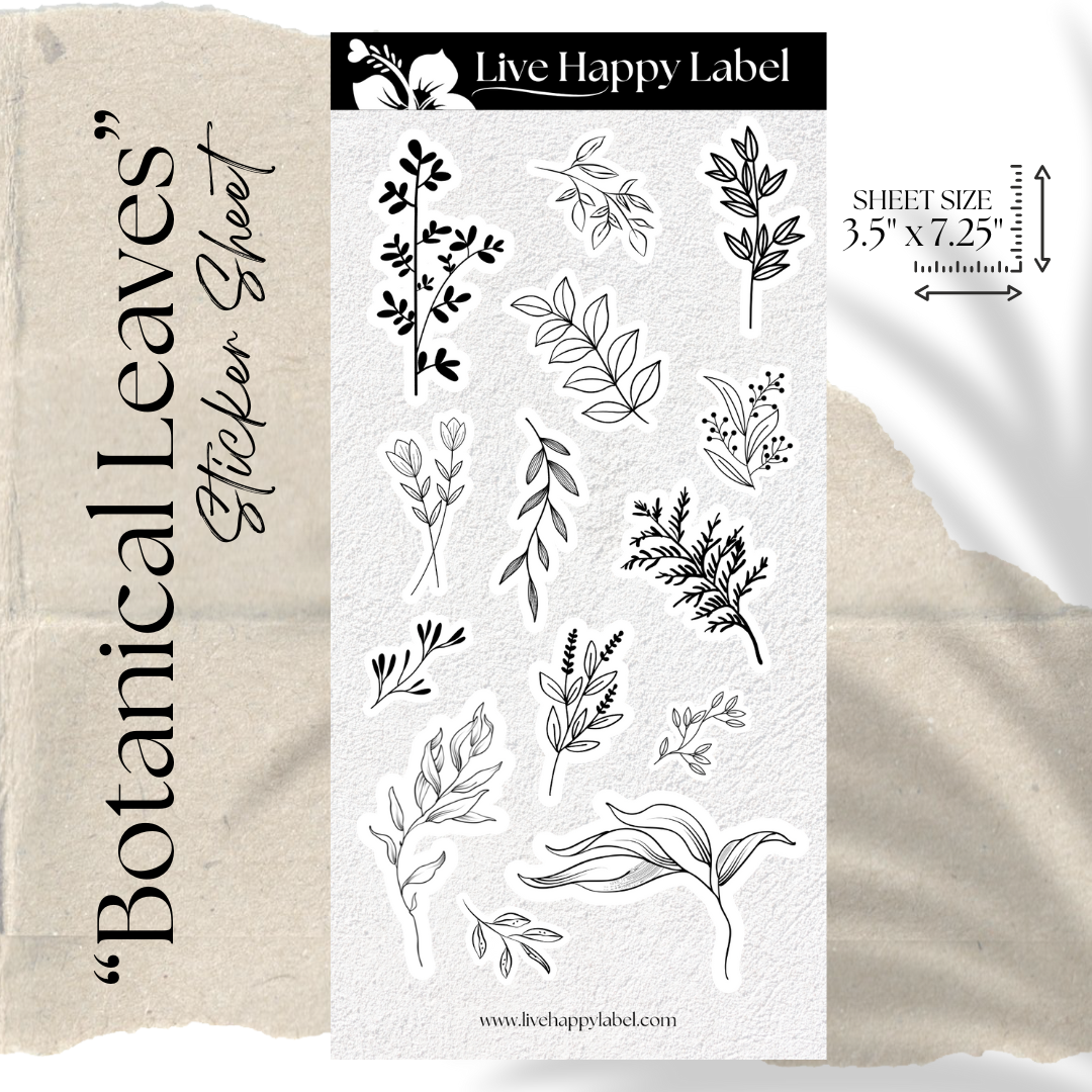 "Botanical Leaves" Sticker Sheet