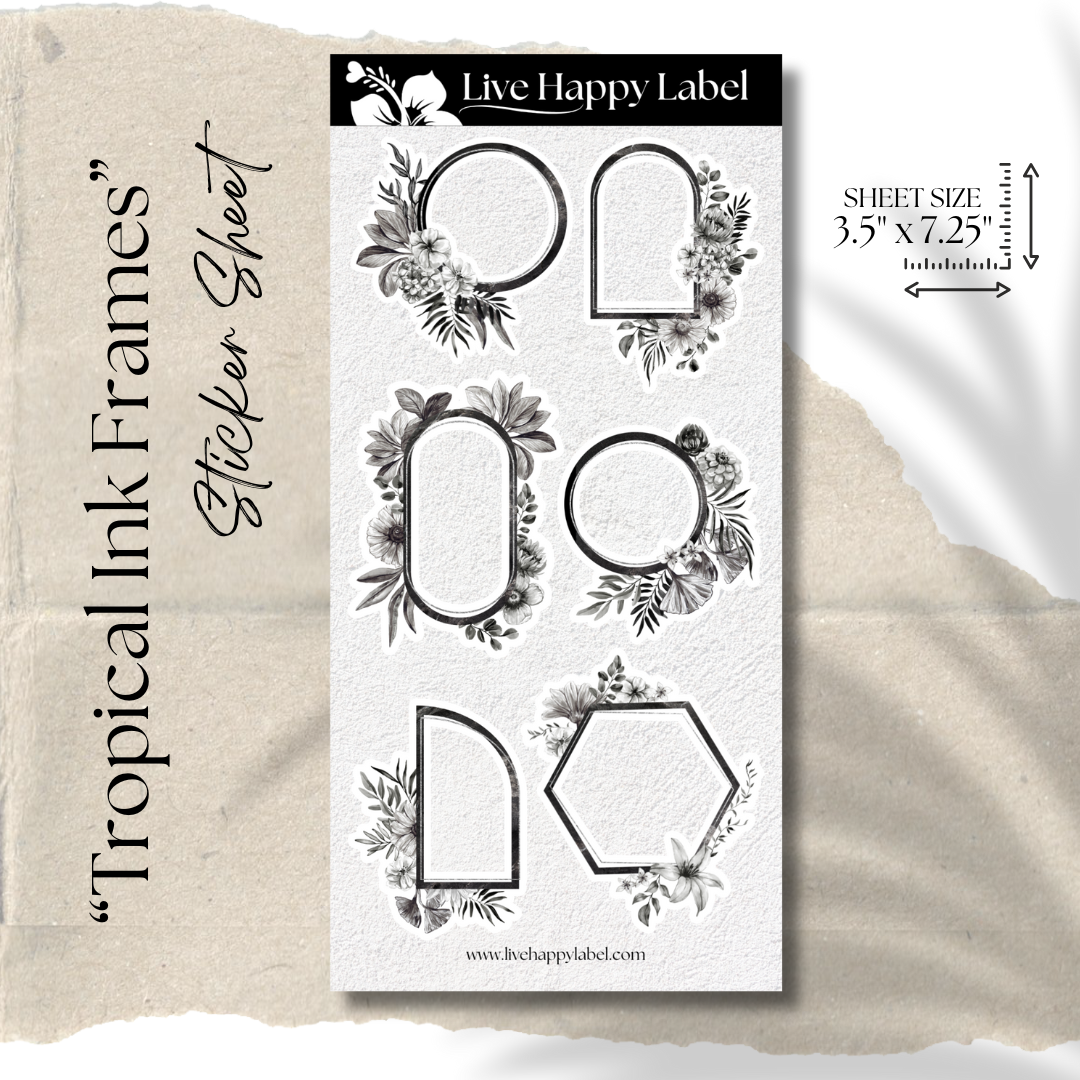 "Tropical Ink Frames" Sticker Sheet