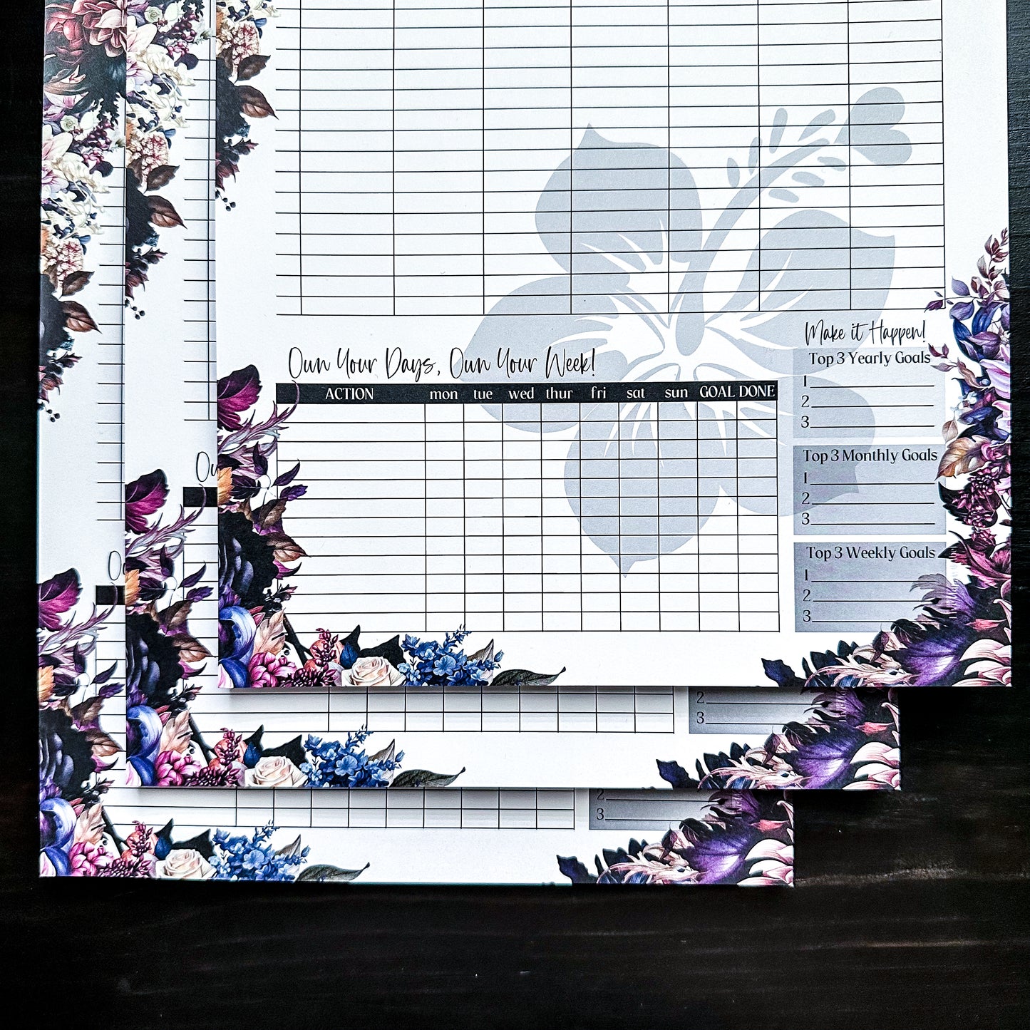 Weekly Planner Pad | Dark-n-Moody Collection ~ 8.5" x 11"