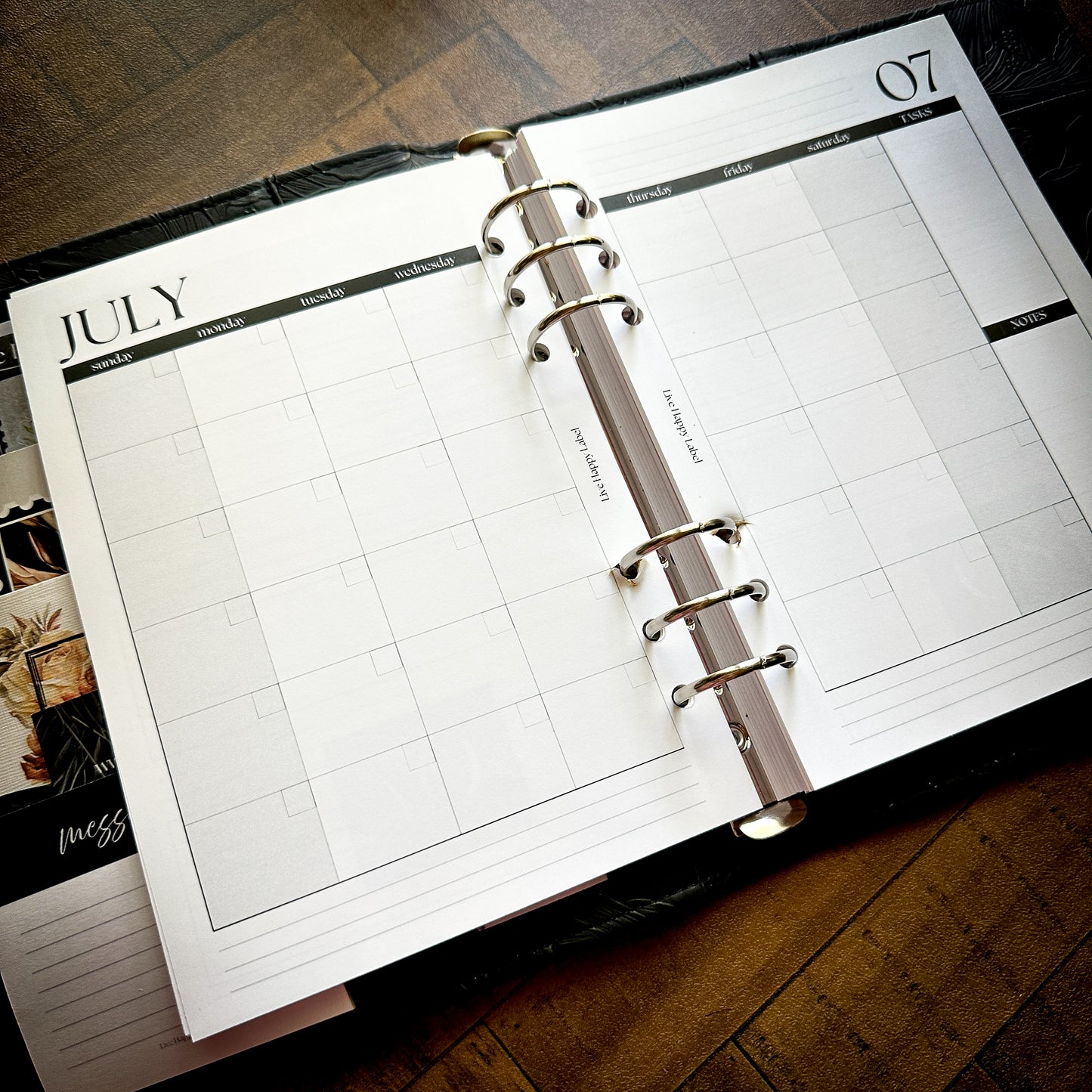 Undated Monthly Calendar Inserts | A5, 6-ring Punch