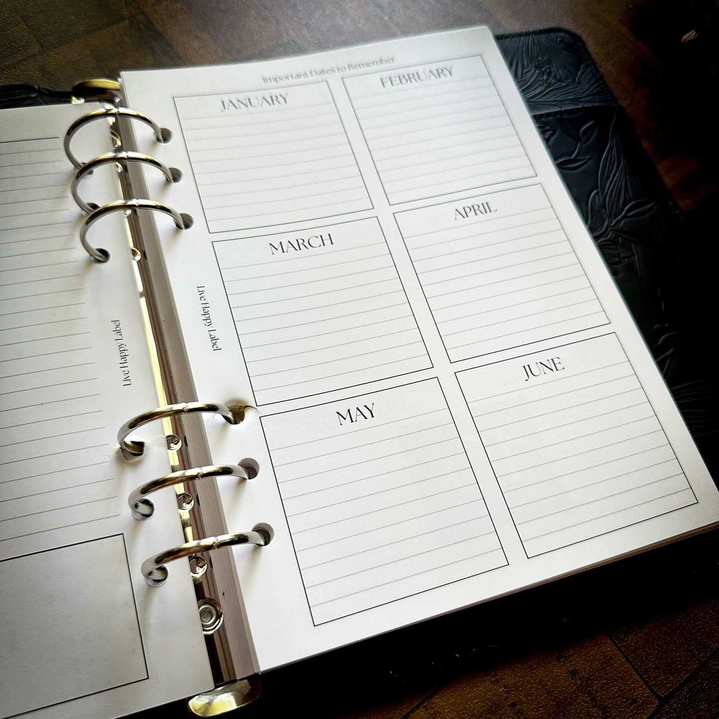 Undated Monthly Calendar Inserts | A5, 6-ring Punch