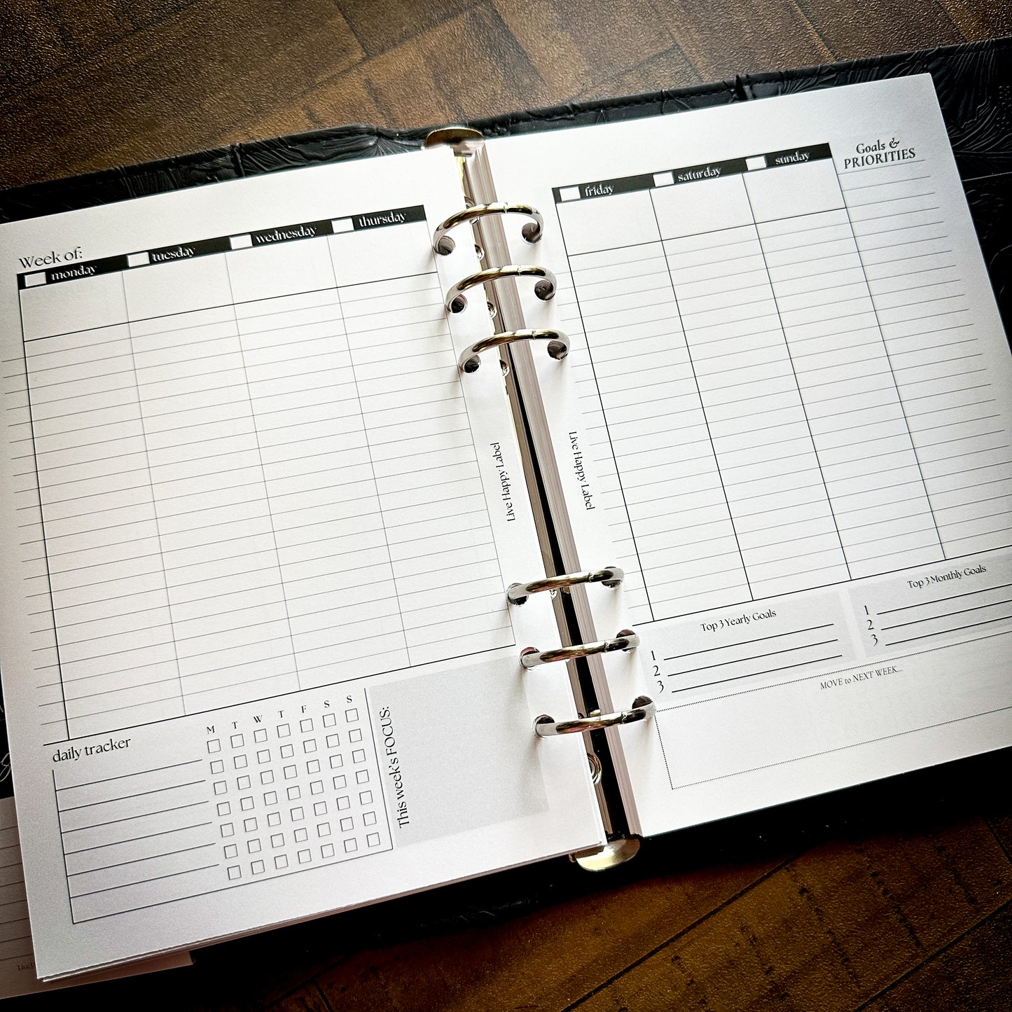 Undated Weekly Planner Inserts ~ Time Blocking Format | A5, 6-ring Punch