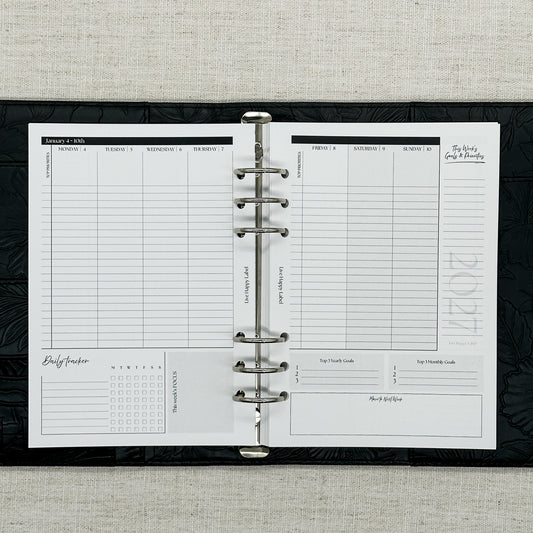 2027 "Time Blocking" Layout Weekly Planner WO2P | A5 6-Hole Ringbound