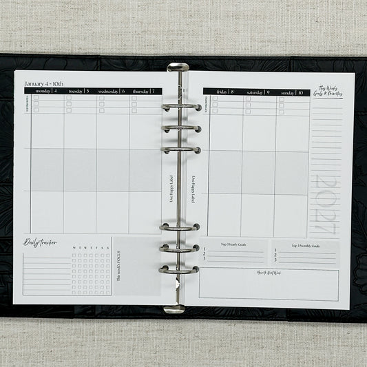 2027 "Vertical" Layout Weekly Planner WO2P | A5 6-Hole Ringbound