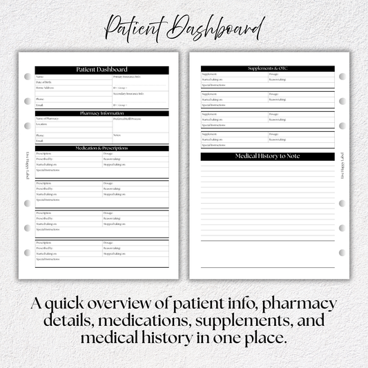 Medical Planner Inserts ***Bundle*** | Health & Caregiver System | A5, 6-ring Punch