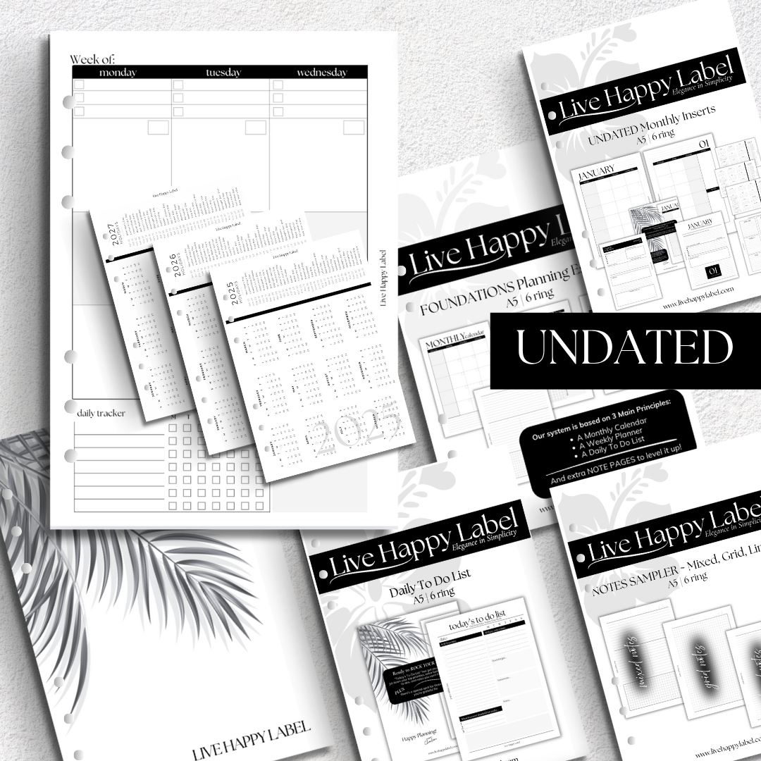 Undated "Vertical" FOUNDATIONS Planning Essentials Bundle | A5, 6-ring Punch