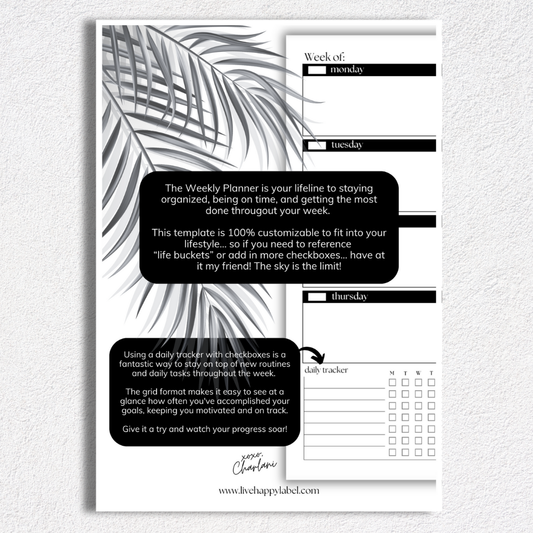 Undated Weekly Planner Inserts ~ Horizontal Format | A5, 6-ring Punch