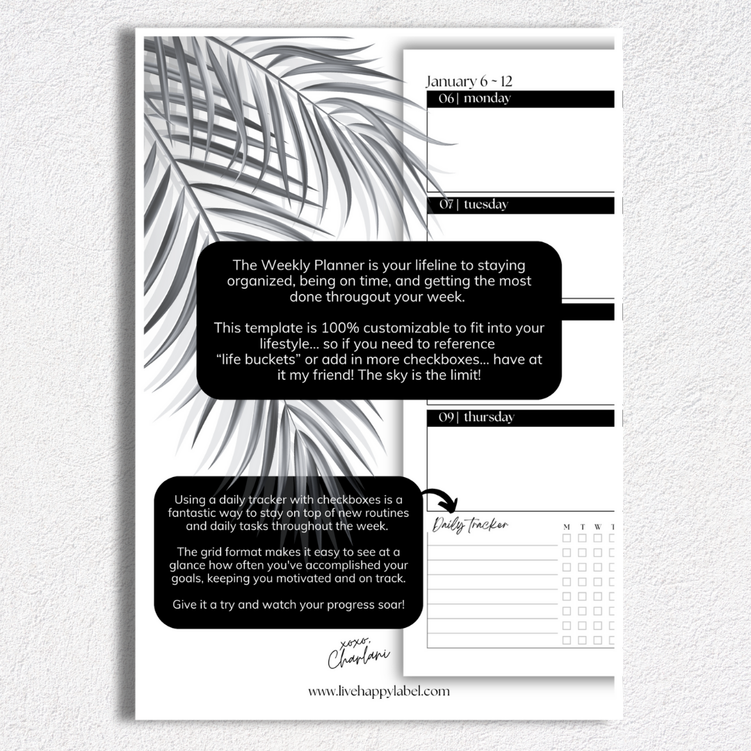 2025-2026 Weekly Planner Inserts ~ Horizontal Format ~ Dated | A5, 6-ring Punch
