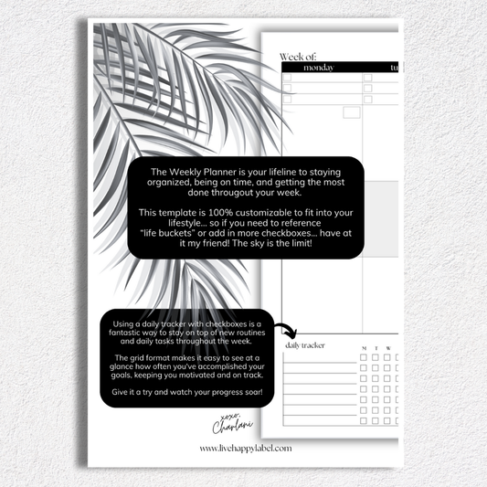 Undated Weekly Planner Inserts ~ Vertical Format | A5, 6-ring Punch