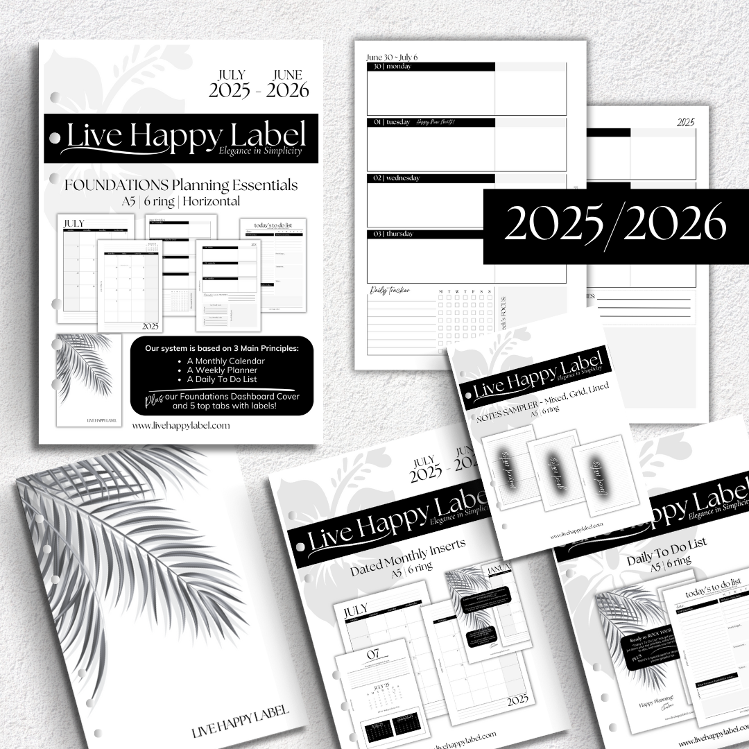 2025/2026 Dated "Horizontal" FOUNDATIONS Planning Essentials Bundle | A5, 6-ring Punch
