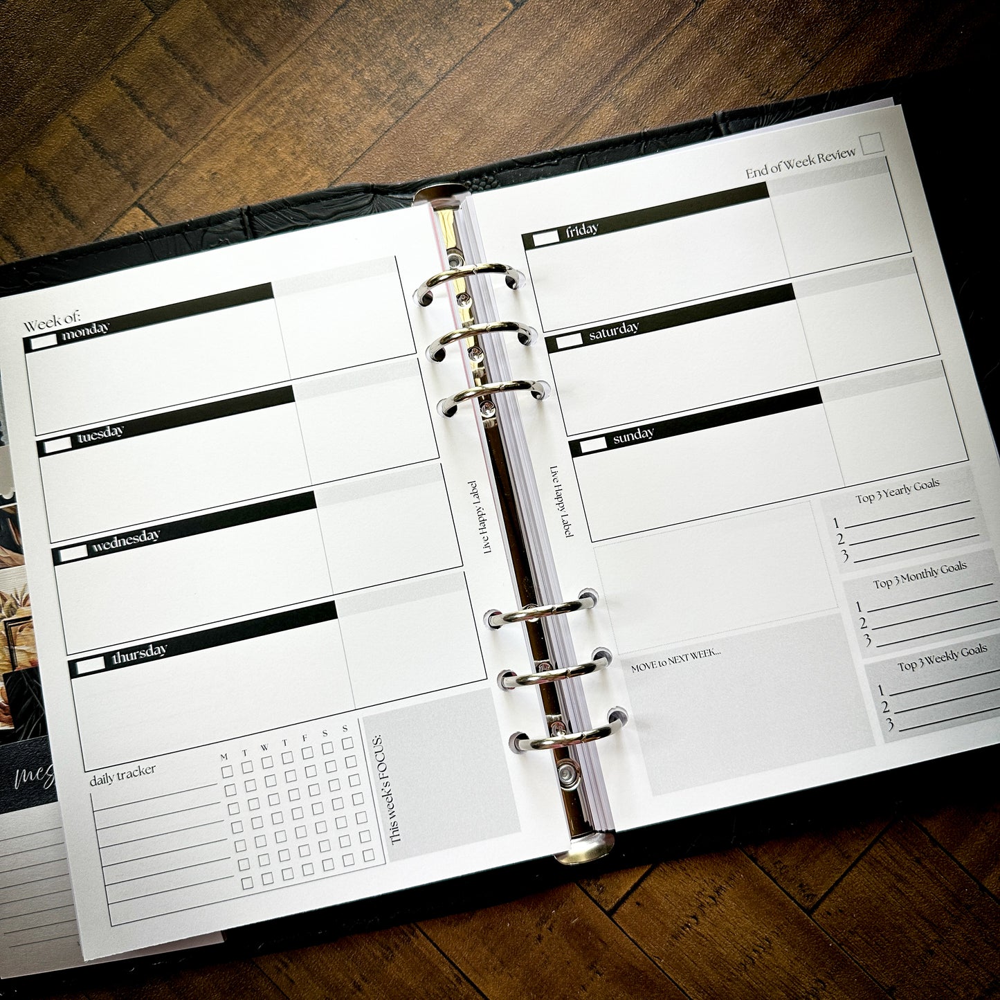 Undated Weekly Planner Inserts ~ Horizontal Format | A5, 6-ring Punch