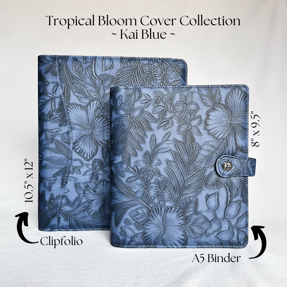 Kai Blue "Tropical Blooms" Notepad Clipfolio | for 8.5 x 11" Notepad