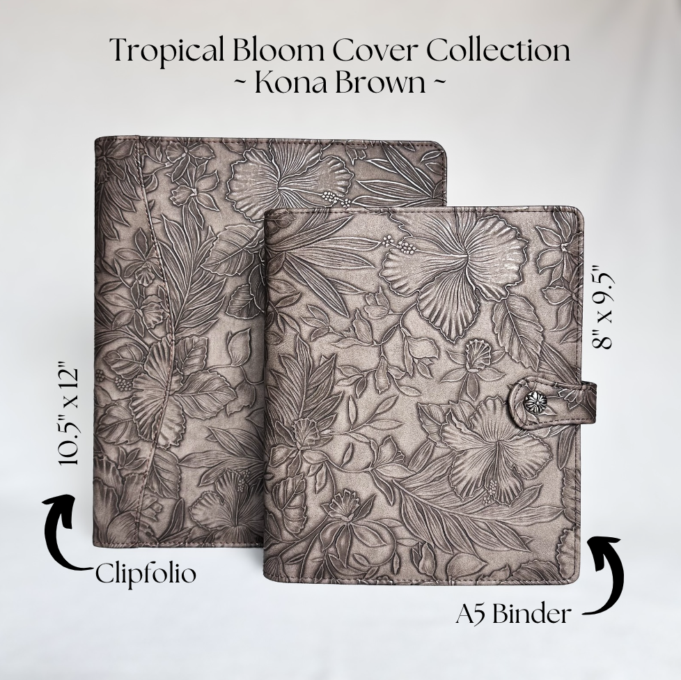 Kona Brown "Tropical Blooms" Notepad Clipfolio | for 8.5 x 11" Notepad