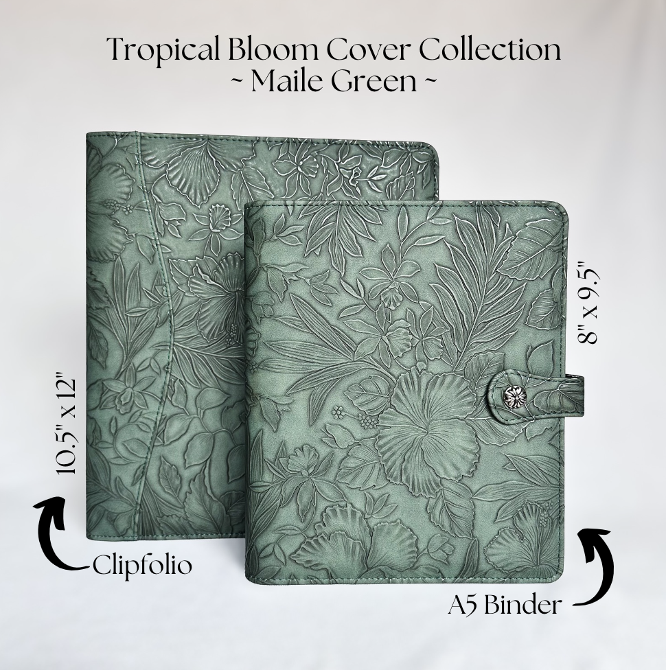 Maile Green "Tropical Blooms" Notepad Clipfolio | for 8.5 x 11" Notepad