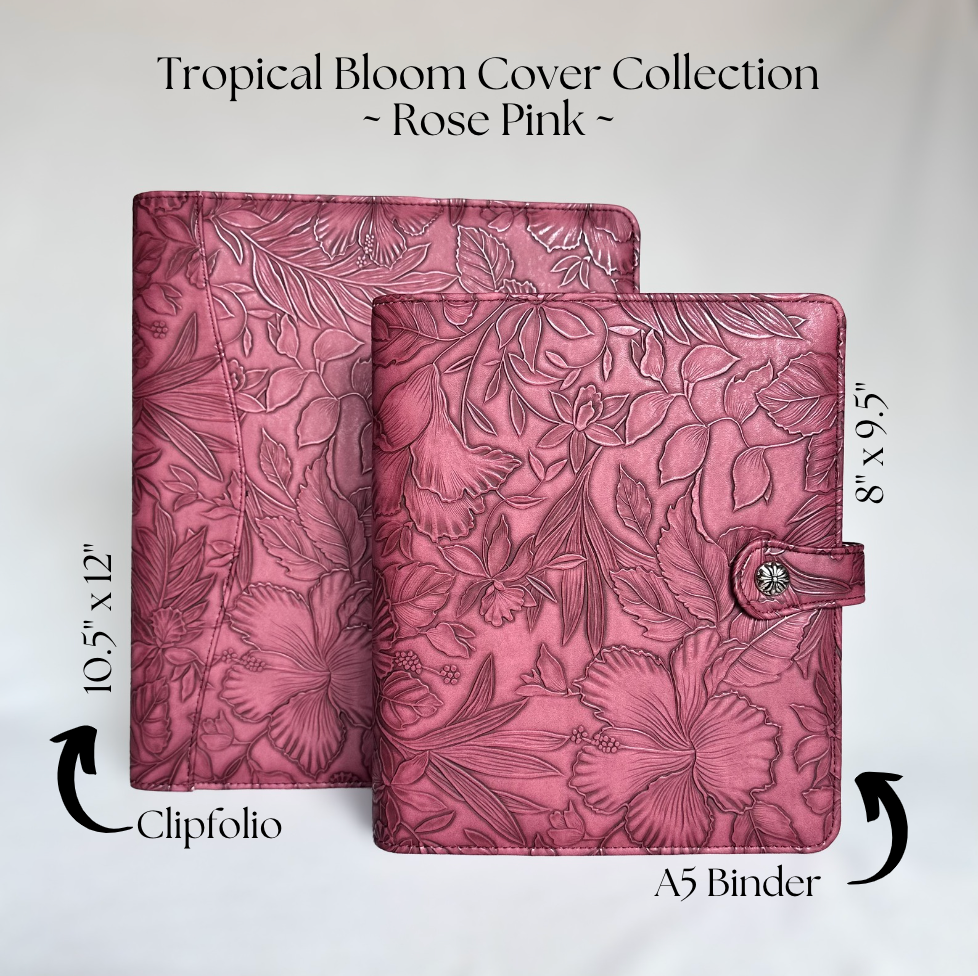 Rose Pink "Tropical Blooms" Notepad Clipfolio | for 8.5 x 11" Notepad