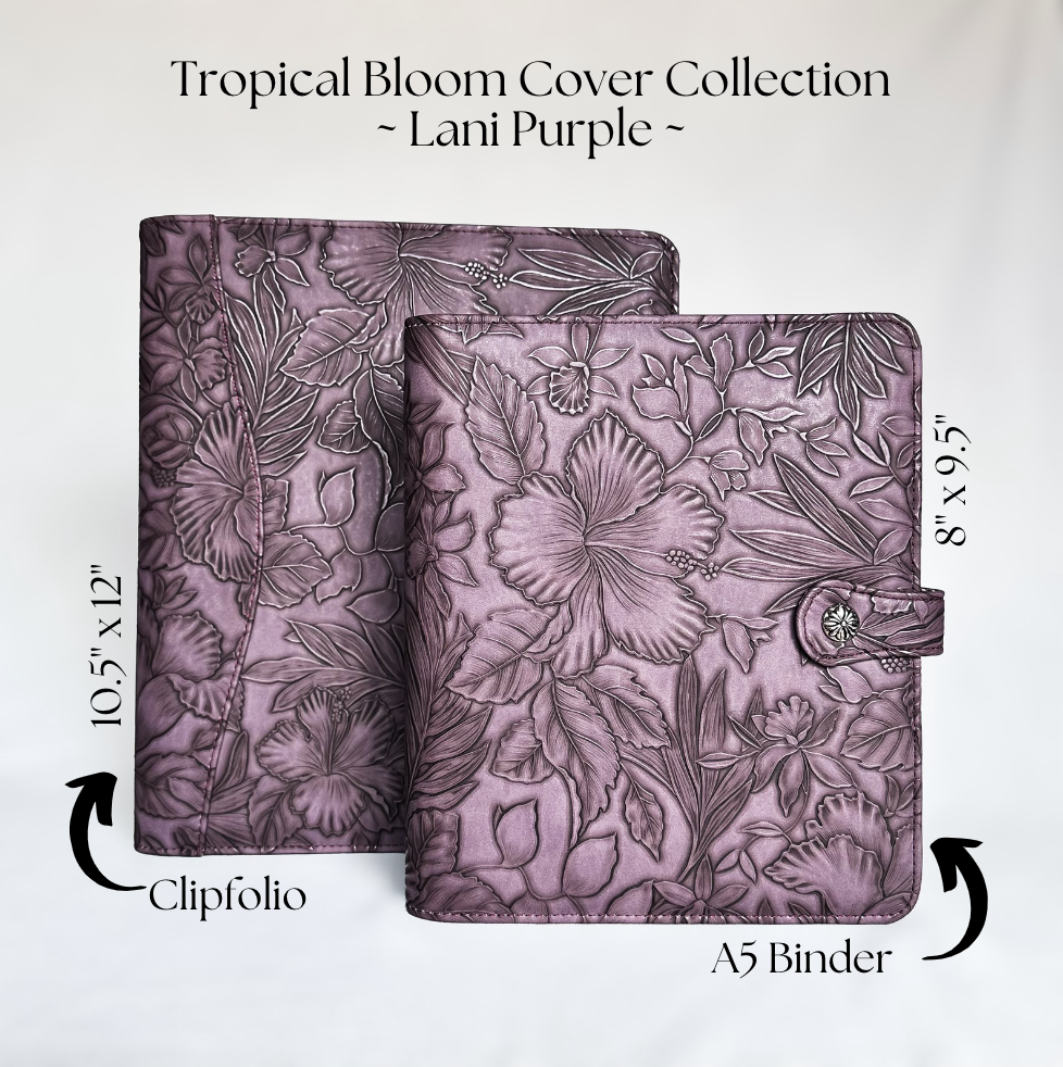 Lani Purple "Tropical Blooms" Notepad Clipfolio | for 8.5 x 11" Notepad