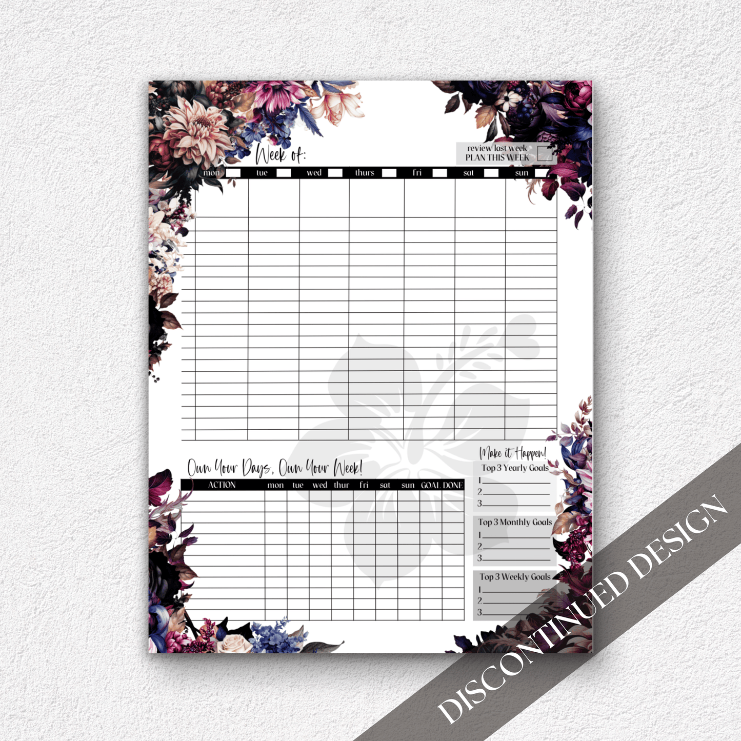 Weekly Planner Notepad | Dark-n-Moody Collection ~ 8.5" x 11"