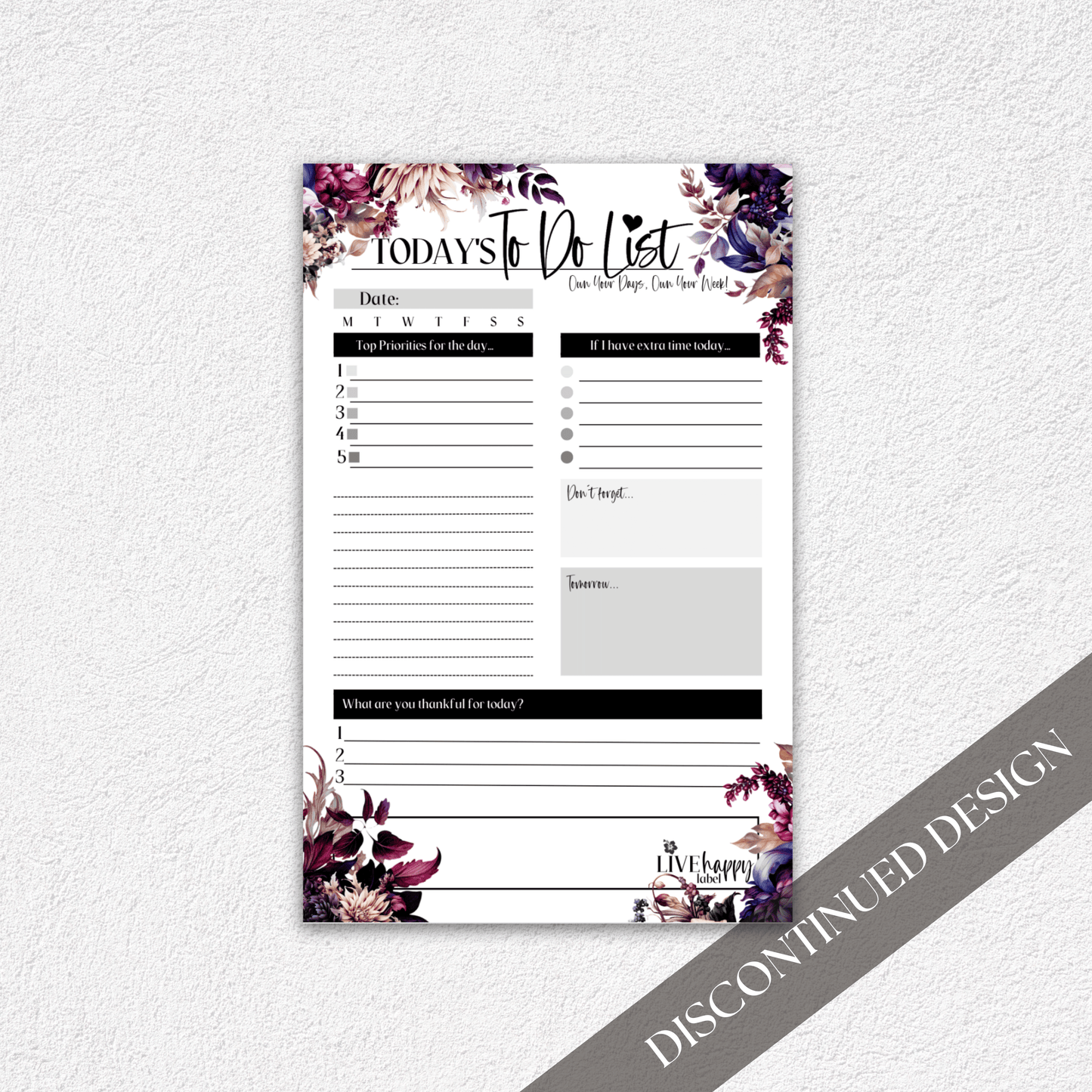 Daily To Do List Notepad | Dark-n-Moody Collection ~ 5.5" x 8.5"