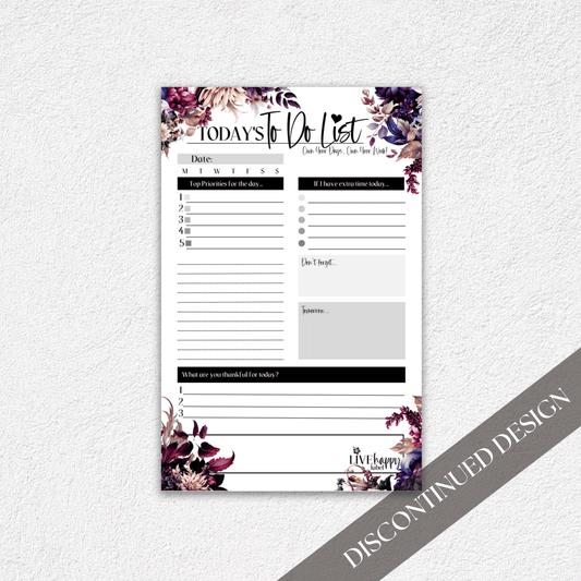 Daily To Do List Notepad | Dark-n-Moody Collection ~ 5.5" x 8.5"