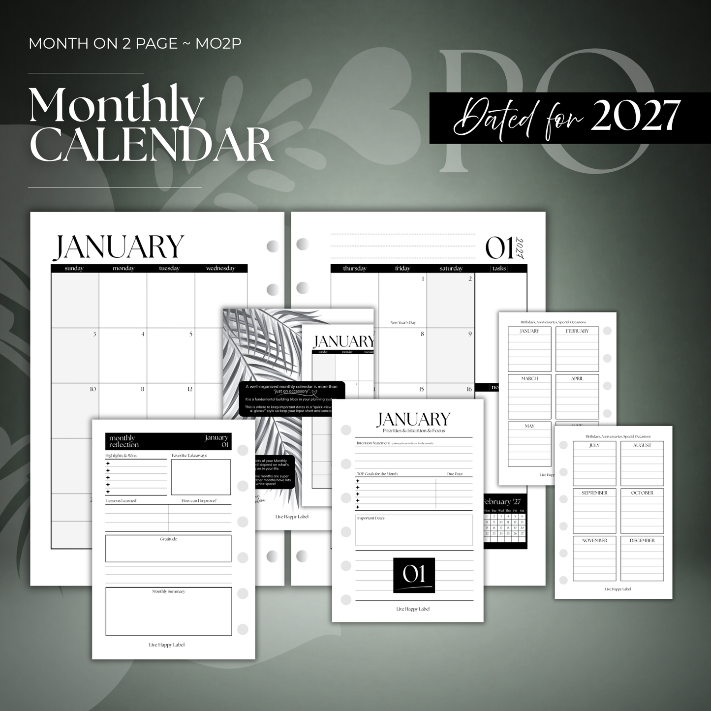 2027 Monthly Calendar  MO2P | Pocket 6-Hole Ringbound