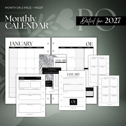 2027 Monthly Calendar  MO2P | Pocket 6-Hole Ringbound