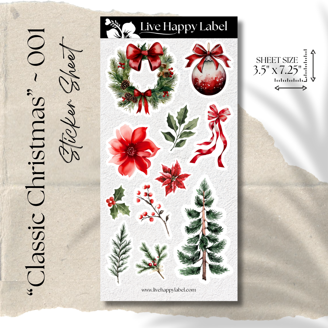 "Classic Christmas" #001 Sticker Sheet