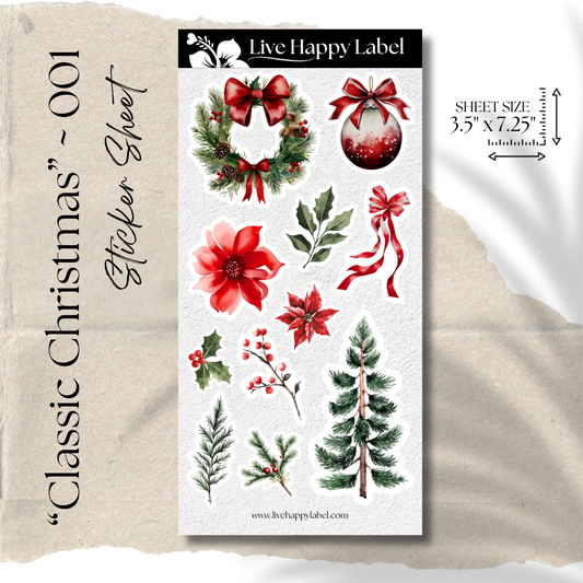 "Classic Christmas" #001 Sticker Sheet