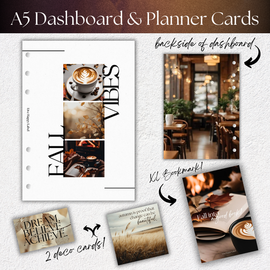 "Fall Vibes" Cozy Autumn Planner Dashboard & Cards