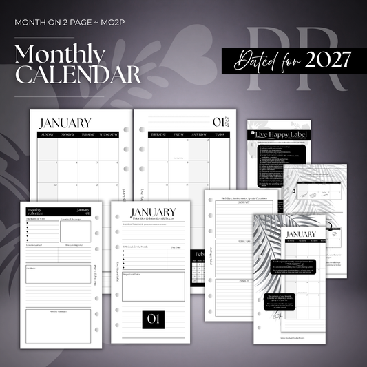 2027 Monthly Calendar  MO2P | Personal 6-Hole Ringbound