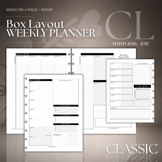 2026-2027 "BOX" Layout Weekly Planner WO4P | Classic 9-Hole Discbound