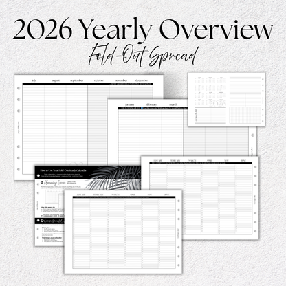 2026 Fold-Out Yearly Calendar | A5, 6-ring