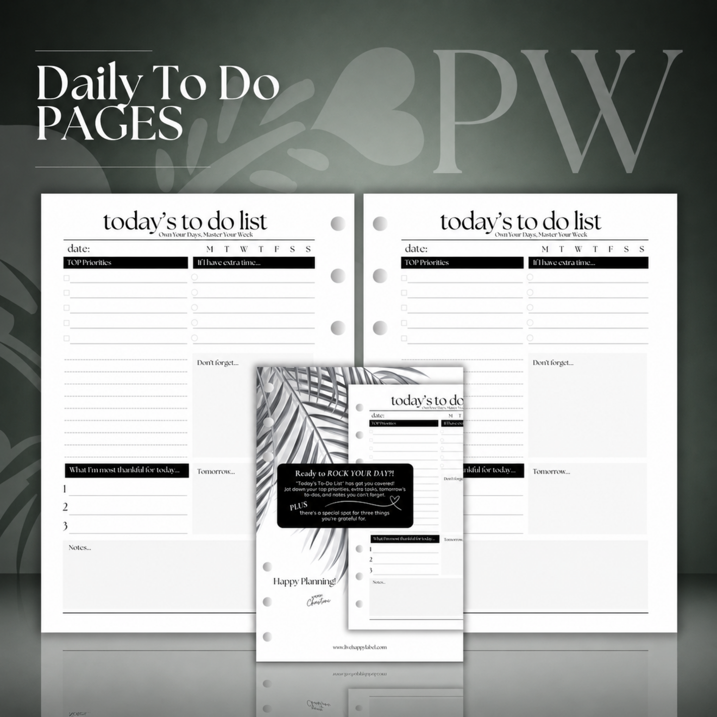 Daily To Do List Inserts | Personal Wide 6-Hole Ringbound