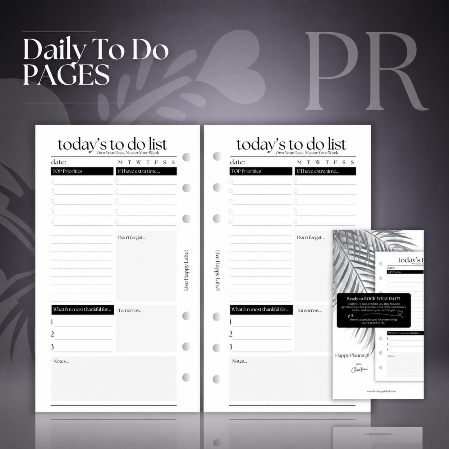 Daily To Do List Inserts | Personal 6-Hole Ringbound
