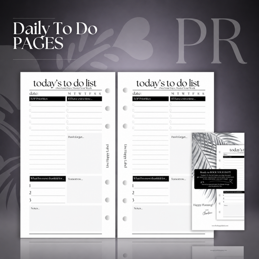 Daily To Do List Inserts | Personal 6-Hole Ringbound