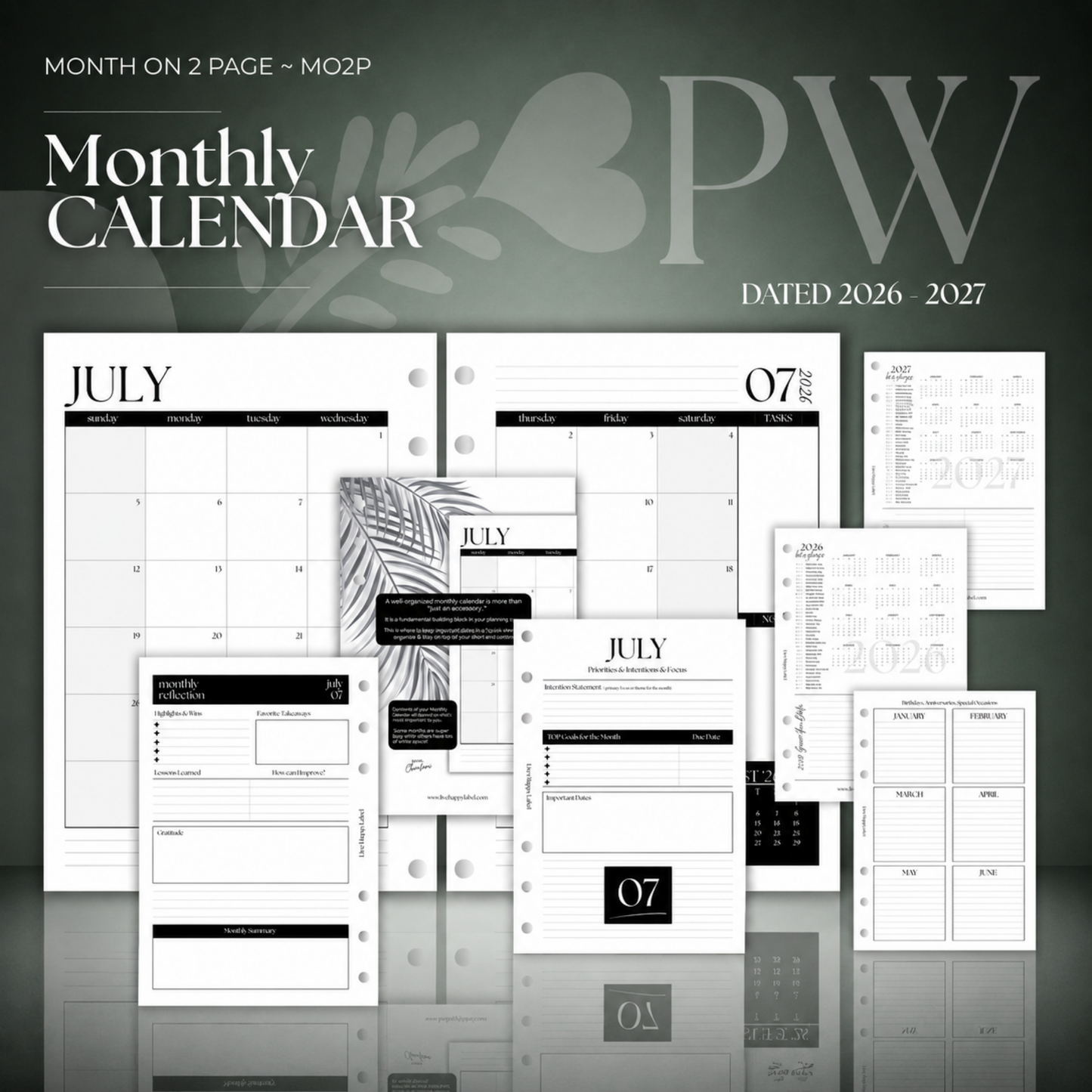 2026-2027 Monthly Calendar  MO2P | Personal Wide 6-Hole Ringbound
