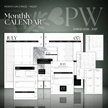 2026-2027 Monthly Calendar  MO2P | Personal Wide 6-Hole Ringbound