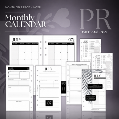 2026-2027 Monthly Calendar  MO2P | Personal 6-Hole Ringbound