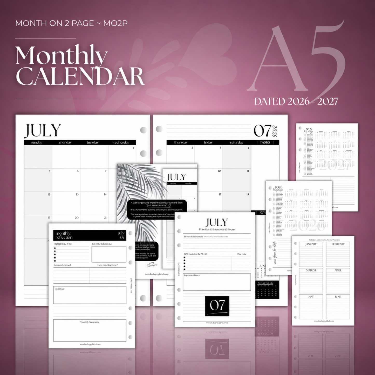 2026-2027 Monthly Calendar  MO2P | A5 6-Hole Ringbound