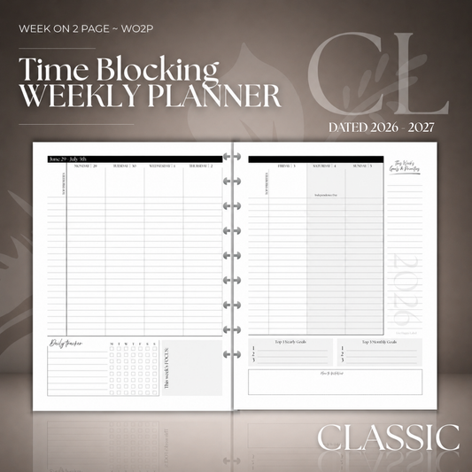 2026-2027 "Time Blocking" Layout Weekly Planner WO2P | Classic 9-Hole Discbound