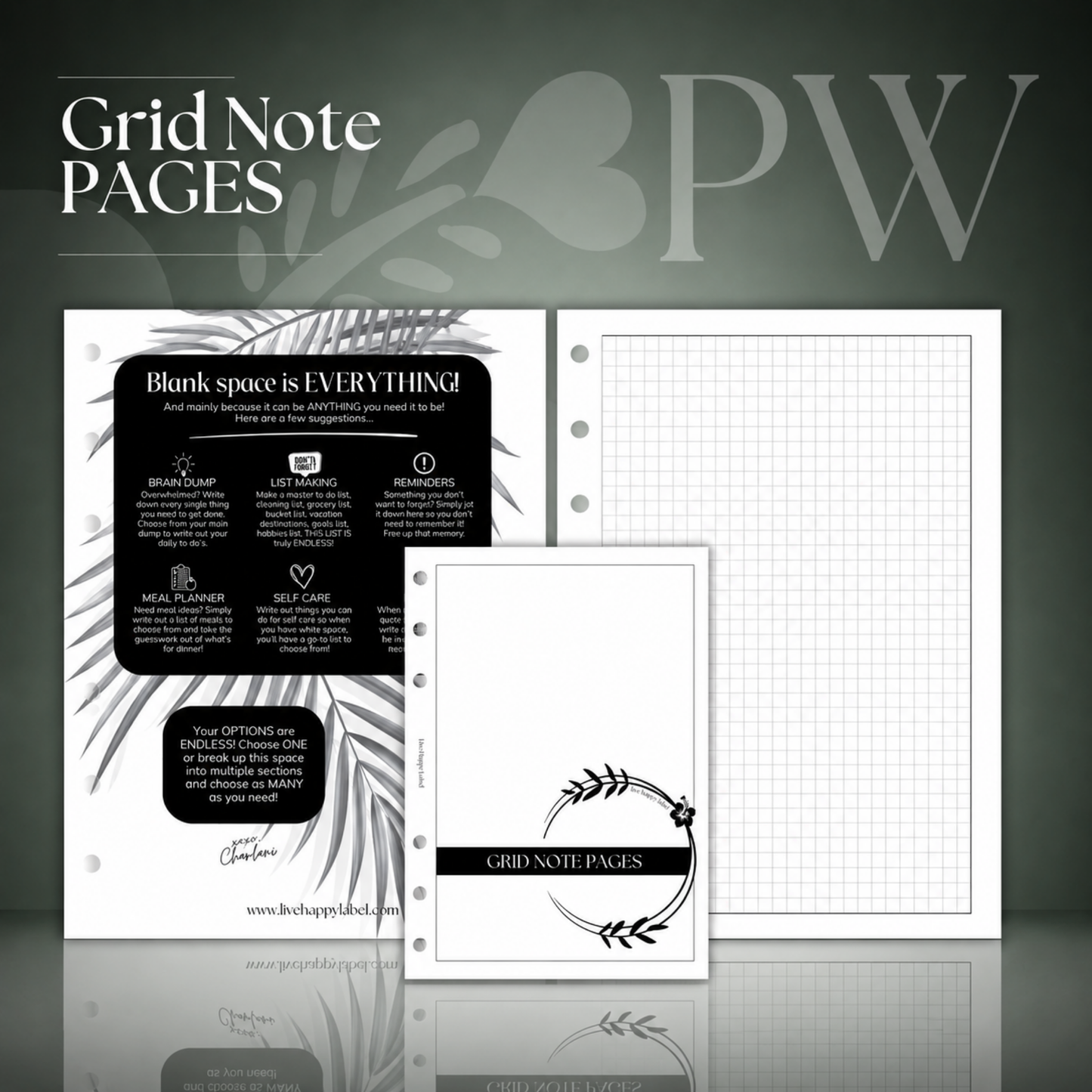 Grid Note Pages | Personal Wide 6-Hole Ringbound