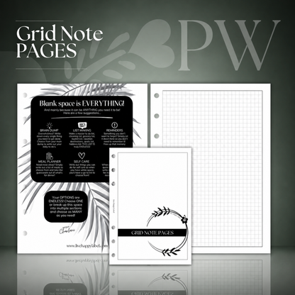 Grid Note Pages | Personal Wide 6-Hole Ringbound