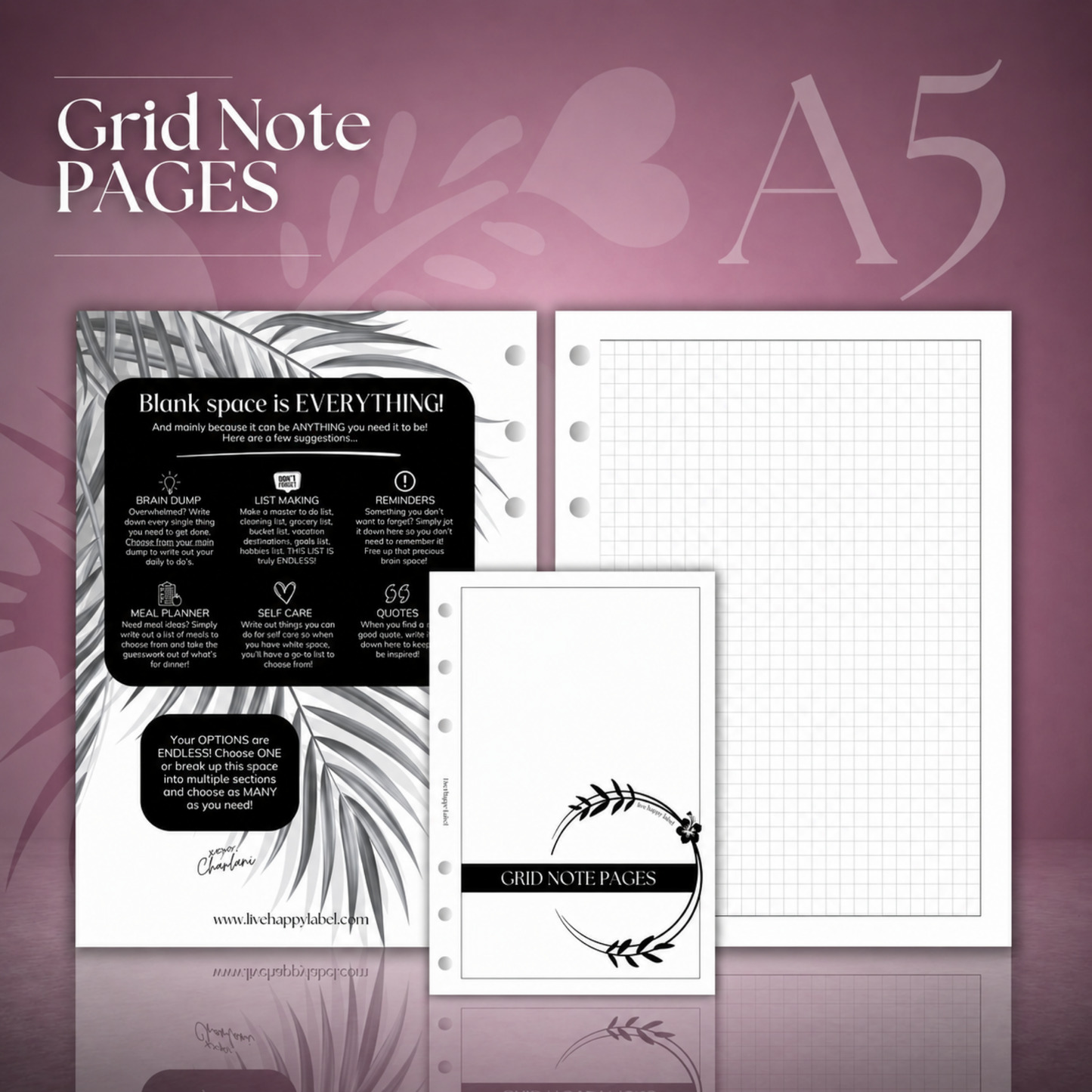 Grid Note Pages | A5 6-Hole Ringbound